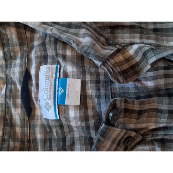 Columbia Flannel Shirt Men's Large Grey/White Midweight Button Down Long Sleeve - Picture 2 of 2